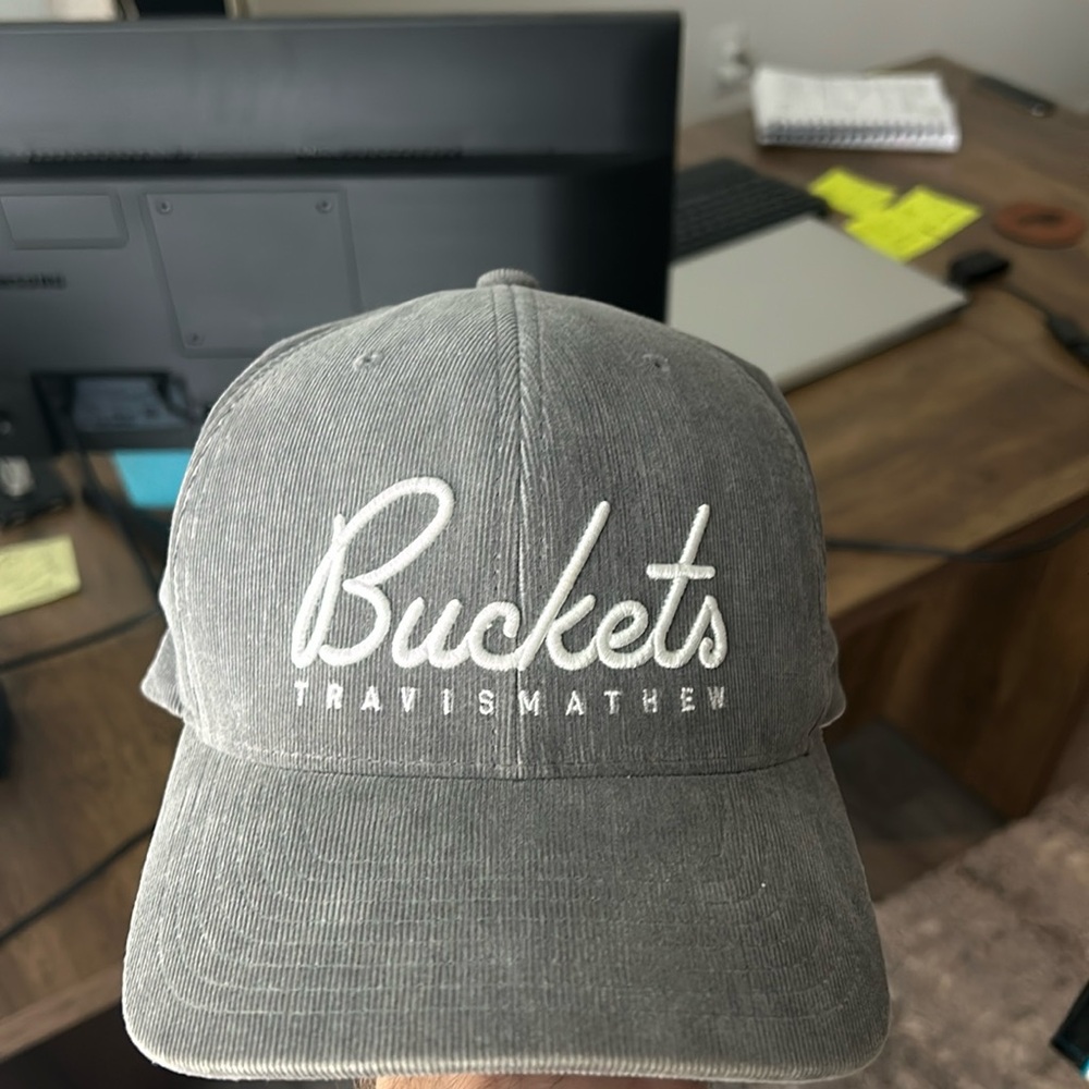 Grey corduroy Travis Mathew golf hat